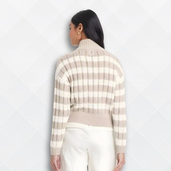 A New Day Beige/Cream Striped Quarter-Zip Sweater โ Size XS (NWT) - WST-100009 - Picture 2 of 7